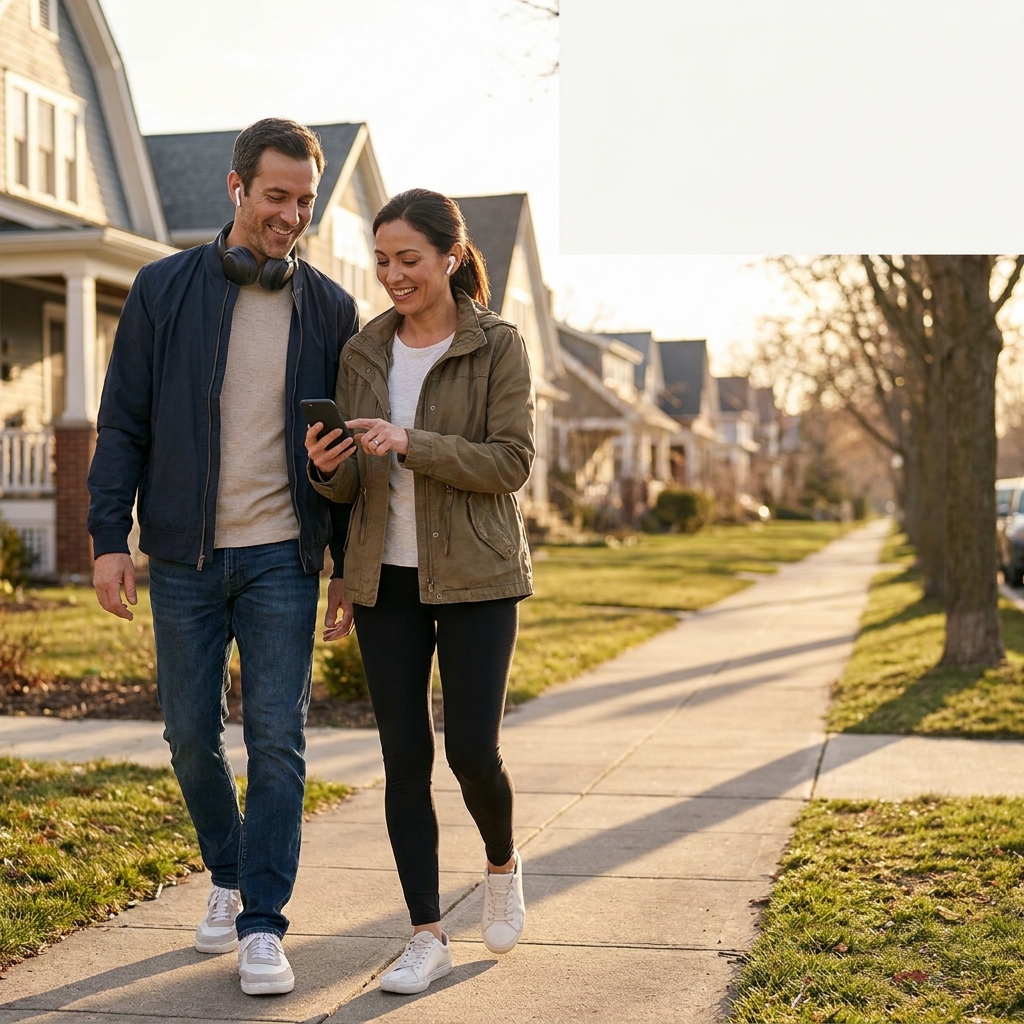 Summer neighborhood walk + audio entertainment (low-key fun)