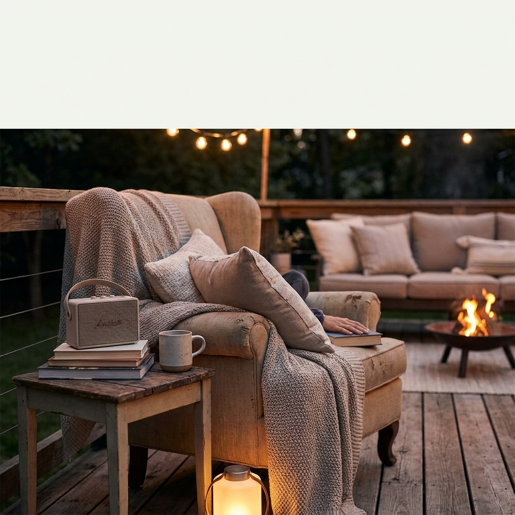 Summer ‘porch/patio’ entertainment setup (cozy, practical)